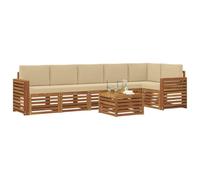 vidaXL Ensembles de canapés avec Coussin 7 pcs Naturel et Beige, Canapés de Jardin Modernes, mobilier d'extérieur Robuste, canapés modulaires en Acacia, Confort assuré