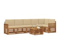 vidaXL Ensembles de canapés avec Coussin 7 pcs Naturel et Beige, Canapés de Jardin Modernes, mobilier d'extérieur Robuste, canapés modulaires en Acacia, Confort assuré