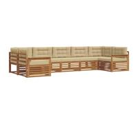 vidaXL Ensembles de canapés avec Coussin 7 pcs Naturel et Beige, Canapés Modernes de Jardin, mobilier extérieur Durable, Salon Confortable, assises Pratiques