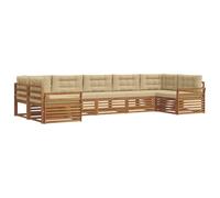 vidaXL Ensembles de canapés avec Coussin 7 pcs Naturel et Beige, Canapés Modernes de Jardin, mobilier extérieur Durable, Salon Confortable, assises Pratiques