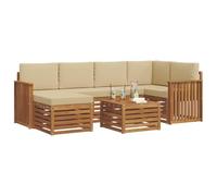 vidaXL Ensembles de canapés avec Coussin 7 pcs Naturel et Beige, Mobilier de Jardin, canapé Moderne, Ensemble sectionnel pour terrasse, Confort Durable et détente