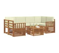 vidaXL Ensembles de canapés avec Coussin 7 pcs Naturel et Crème, Canapé d'angle de Jardin, mobilier Lounge résistant, Ensemble Moderne pour Un Patio Zen et Confortable
