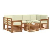 vidaXL Ensembles de canapés avec Coussin 7 pcs Naturel et Crème, Canapé d'angle de Jardin, mobilier Lounge résistant, Ensemble Moderne pour Un Patio Zen et Confortable