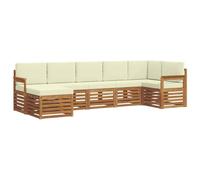 vidaXL Ensembles de canapés avec Coussin 7 pcs Naturel et Crème, Canapé d'angle Moderne, Ensemble de Jardin résistant, mobilier élégant pour se détendre sur la terrasse