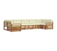 vidaXL Ensembles de canapés avec Coussin 7 pcs Naturel et Crème, Canapés Modernes de Jardin, mobilier extérieur Durable, Salon Confortable, assises Pratiques