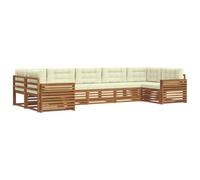 vidaXL Ensembles de canapés avec Coussin 7 pcs Naturel et Crème, Canapés Modernes de Jardin, mobilier extérieur Durable, Salon Confortable, assises Pratiques