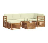 vidaXL Ensembles de canapés avec Coussin 7 pcs Naturel et Crème, Mobilier de Jardin, canapé Moderne, Ensemble sectionnel pour terrasse, Confort Durable et détente