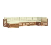 vidaXL Ensembles de canapés avec Coussin 7 pcs Naturel et Crème, Salon de Jardin, Canapé sectionnel Durable, Sièges d'extérieur, Patio, Terrasse Moderne, Mobilier Confortable