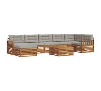 vidaXL Ensembles de canapés avec Coussin 8 pcs Gris Naturel et Clair, Canapé d'angle de Jardin, Meubles Modernes pour l'extérieur, détente près de la Piscine, Coin Lounge au Jardin