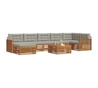vidaXL Ensembles de canapés avec Coussin 8 pcs Gris Naturel et Clair, Canapé d'angle de Jardin, Meubles Modernes pour l'extérieur, détente près de la Piscine, Coin Lounge au Jardin