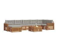 vidaXL Ensembles de canapés avec Coussin 8 pcs Gris Naturel et Clair, Canapé d'angle de Jardin, Meubles Modernes pour l'extérieur, détente près de la Piscine, Coin Lounge au Jardin