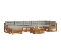 vidaXL Ensembles de canapés avec Coussin 8 pcs Gris Naturel et Clair, Canapé d'angle de Jardin, Meubles Modernes pour l'extérieur, détente près de la Piscine, Coin Lounge au Jardin