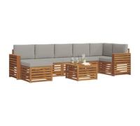 vidaXL Ensembles de canapés avec Coussin 8 pcs Gris Naturel et Clair, Canapé de Jardin, Ensemble Moderne pour terrasse, mobilier Durable, Confort et détente en extérieur
