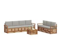 vidaXL Ensembles de canapés avec Coussin 8 pcs Gris Naturel et Clair, Canapé de Jardin Moderne, Salon d'extérieur Confortable, mobilier Durable pour terrasse, Parfait pour se détendre