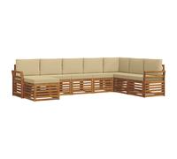 vidaXL Ensembles de canapés avec Coussin 8 pcs Naturel et Beige, Canapé de Jardin, sectionnel Moderne, mobilier d'extérieur Robuste, idéal pour terrasse et Salon, Confortable