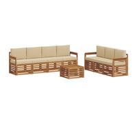 vidaXL Ensembles de canapés avec Coussin 8 pcs Naturel et Beige, Canapé de Jardin Moderne, Salon d'extérieur Confortable, mobilier Durable pour terrasse, Parfait pour se détendre