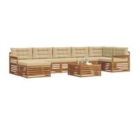 vidaXL Ensembles de canapés avec Coussin 8 pcs Naturel et Beige, Canapé d'angle de Jardin, Meubles Modernes pour l'extérieur, détente près de la Piscine, Coin Lounge au Jardin