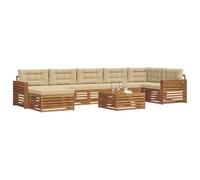 vidaXL Ensembles de canapés avec Coussin 8 pcs Naturel et Beige, Canapé d'angle de Jardin, Meubles Modernes pour l'extérieur, détente près de la Piscine, Coin Lounge au Jardin