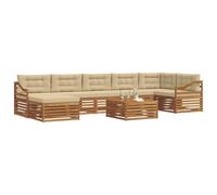 vidaXL Ensembles de canapés avec Coussin 8 pcs Naturel et Beige, Canapé d'angle de Jardin, Meubles Modernes pour l'extérieur, détente près de la Piscine, Coin Lounge au Jardin