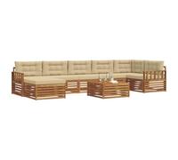 vidaXL Ensembles de canapés avec Coussin 8 pcs Naturel et Beige, Canapé d'angle de Jardin, Meubles Modernes pour l'extérieur, détente près de la Piscine, Coin Lounge au Jardin