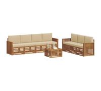 vidaXL Ensembles de canapés avec Coussin 8 pcs Naturel et Beige, Canapé de Jardin Moderne, Salon d'extérieur Confortable, mobilier Durable pour terrasse, Parfait pour se détendre