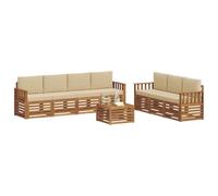 vidaXL Ensembles de canapés avec Coussin 8 pcs Naturel et Beige, Canapé de Jardin Moderne, Salon d'extérieur Confortable, mobilier Durable pour terrasse, Parfait pour se détendre