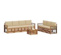 vidaXL Ensembles de canapés avec Coussin 8 pcs Naturel et Beige, Canapé de Jardin Moderne, Salon d'extérieur Confortable, mobilier Durable pour terrasse, Parfait pour se détendre