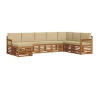 vidaXL Ensembles de canapés avec Coussin 8 pcs Naturel et Beige, Canapé de Jardin, sectionnel Moderne, mobilier d'extérieur Robuste, idéal pour terrasse et Salon, Confortable