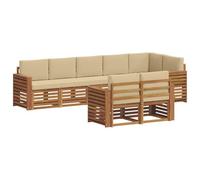 vidaXL Ensembles de canapés avec Coussin 8 pcs Naturel et Beige, Canapé sectionnel de Jardin, Ensemble Lounge Moderne, mobilier extérieur résistant, sièges Confortables