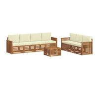 vidaXL Ensembles de canapés avec Coussin 8 pcs Naturel et Crème, Canapé de Jardin Moderne, Salon d'extérieur Confortable, mobilier Durable pour terrasse, Parfait pour se détendre