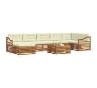 vidaXL Ensembles de canapés avec Coussin 8 pcs Naturel et Crème, Canapé d'angle de Jardin, Meubles Modernes pour l'extérieur, détente près de la Piscine, Coin Lounge au Jardin
