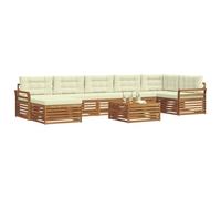 vidaXL Ensembles de canapés avec Coussin 8 pcs Naturel et Crème, Canapé d'angle de Jardin, Meubles Modernes pour l'extérieur, détente près de la Piscine, Coin Lounge au Jardin