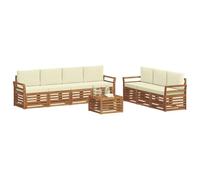 vidaXL Ensembles de canapés avec Coussin 8 pcs Naturel et Crème, Canapé de Jardin Moderne, Salon d'extérieur Confortable, mobilier Durable pour terrasse, Parfait pour se détendre