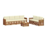 vidaXL Ensembles de canapés avec Coussin 8 pcs Naturel et Crème, Canapé de Jardin Moderne, Salon d'extérieur Confortable, mobilier Durable pour terrasse, Parfait pour se détendre