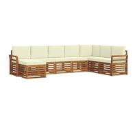 vidaXL Ensembles de canapés avec Coussin 8 pcs Naturel et Crème, Canapé de Jardin, sectionnel Moderne, mobilier d'extérieur Robuste, idéal pour terrasse et Salon, Confortable