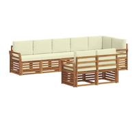 vidaXL Ensembles de canapés avec Coussin 8 pcs Naturel et Crème, Canapé sectionnel de Jardin, Ensemble Lounge Moderne, mobilier extérieur résistant, sièges Confortables