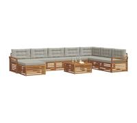 vidaXL Ensembles de canapés avec Coussin 9 pcs Gris Naturel et Clair, Canapé de Jardin en Bois d'acacia, Meubles Modernes, Suite Lounge, sièges Confortables au Bord de la Piscine