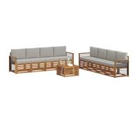 vidaXL Ensembles de canapés avec Coussin 9 pcs Gris Naturel et Clair, Canapé de Jardin, Moderne, Meuble d'extérieur Durable, Salon terrasse, Ensemble de sièges Confortables