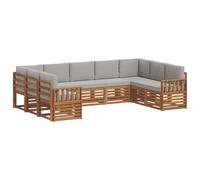 vidaXL Ensembles de canapés avec Coussin 9 pcs Gris Naturel et Clair, Canapé de Jardin Moderne, mobilier sectionnel résistant pour extérieur, Coin Lounge Confortable et Salon sur terrasse