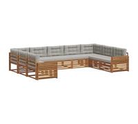 vidaXL Ensembles de canapés avec Coussin 9 pcs Gris Naturel et Clair, Mobilier de Jardin, canapé Moderne, Ensemble sectionnel Durable, Coin Lounge Patio, Confort extérieur