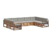vidaXL Ensembles de canapés avec Coussin 9 pcs Gris Naturel et Clair, Mobilier de Jardin, canapé Moderne, Ensemble sectionnel Durable, Coin Lounge Patio, Confort extérieur