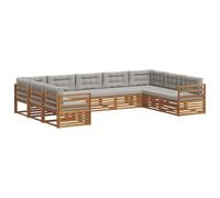 vidaXL Ensembles de canapés avec Coussin 9 pcs Gris Naturel et Clair, Mobilier de Jardin, canapé Moderne, Ensemble sectionnel Durable, Coin Lounge Patio, Confort extérieur