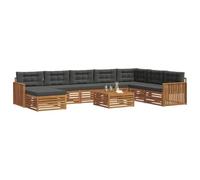 vidaXL Ensembles de canapés avec Coussin 9 pcs Naturel et Anthracite, Canapé de Jardin en Bois d'acacia, Meubles Modernes, Suite Lounge, sièges Confortables au Bord de la Piscine