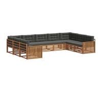 vidaXL Ensembles de canapés avec Coussin 9 pcs Naturel et Anthracite, Mobilier de Jardin, canapé Moderne, Ensemble sectionnel Durable, Coin Lounge Patio, Confort extérieur