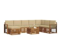 vidaXL Ensembles de canapés avec Coussin 9 pcs Naturel et Beige, Canapé d'extérieur Moderne, mobilier sectional Robuste pour Jardin, Salon et terrasse, Confort assuré