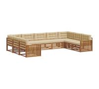 vidaXL Ensembles de canapés avec Coussin 9 pcs Naturel et Beige, Mobilier de Jardin, canapé Moderne, Ensemble sectionnel Durable, Coin Lounge Patio, Confort extérieur