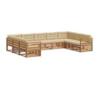 vidaXL Ensembles de canapés avec Coussin 9 pcs Naturel et Beige, Mobilier de Jardin, canapé Moderne, Ensemble sectionnel Durable, Coin Lounge Patio, Confort extérieur