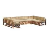 vidaXL Ensemble de canapés 9 pcs avec coussins, moderne – Naturel/Beige, mobilier de jardin