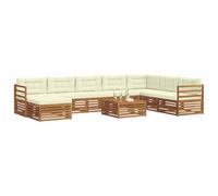 vidaXL Ensembles de canapés avec Coussin 9 pcs Naturel et Crème, Canapé de Jardin en Bois d'acacia, Meubles Modernes, Suite Lounge, sièges Confortables au Bord de la Piscine