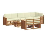 vidaXL Ensembles de canapés avec Coussin 9 pcs Naturel et Crème, Canapé de Jardin Moderne, mobilier extérieur résistant, Salon en Acacia Marron, Assise contemporaine, déco de terrasse